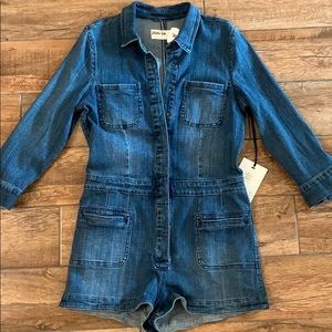 Denim body suit